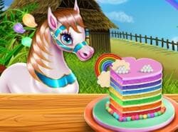 Pony Cocinando Pastel Arco Iris